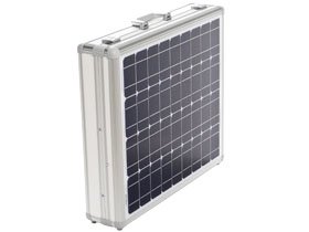 Demonstrationskoffer für Solartechnik mit Solarzellen auf Außenseite